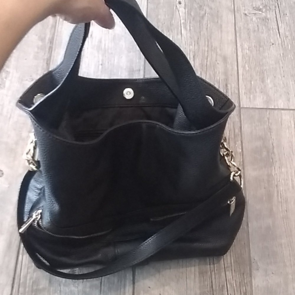 Black leather bag
